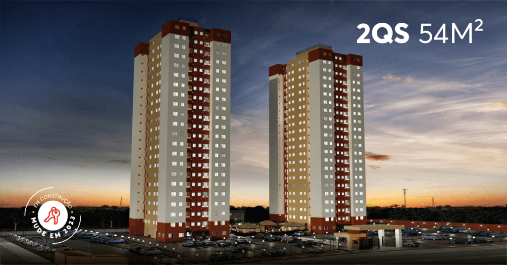 Fachada moderna do condomínio Eldorado Parque Iguaçu no Setor Eldorado, em Goiânia.