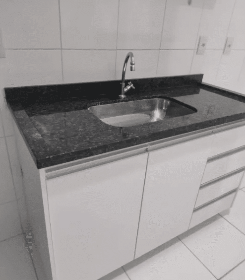 Pia da cozinha do Apto 2 Quartos no Tropicale