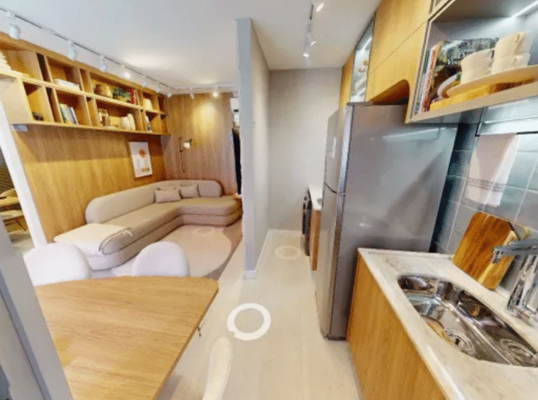 Cozinha e sala no Apartamento no Now Milão